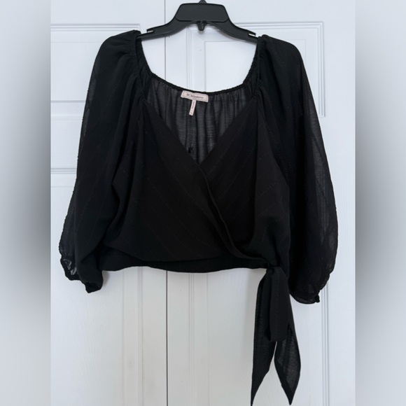 BCBGeneration Black Wrap Blouse - Picture 1 of 7
